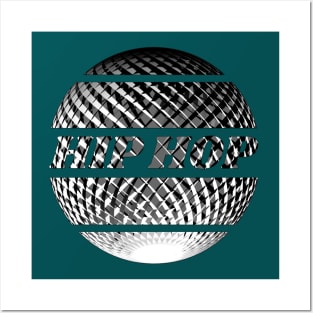 Silver disco ball with the inscription "Hip Hop". Posters and Art